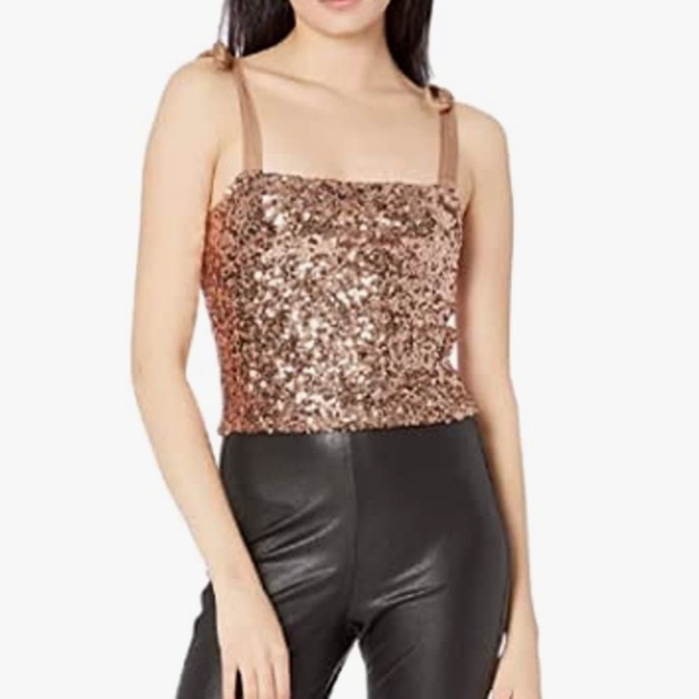 Free people hey girl sequin cami top blouse strapless